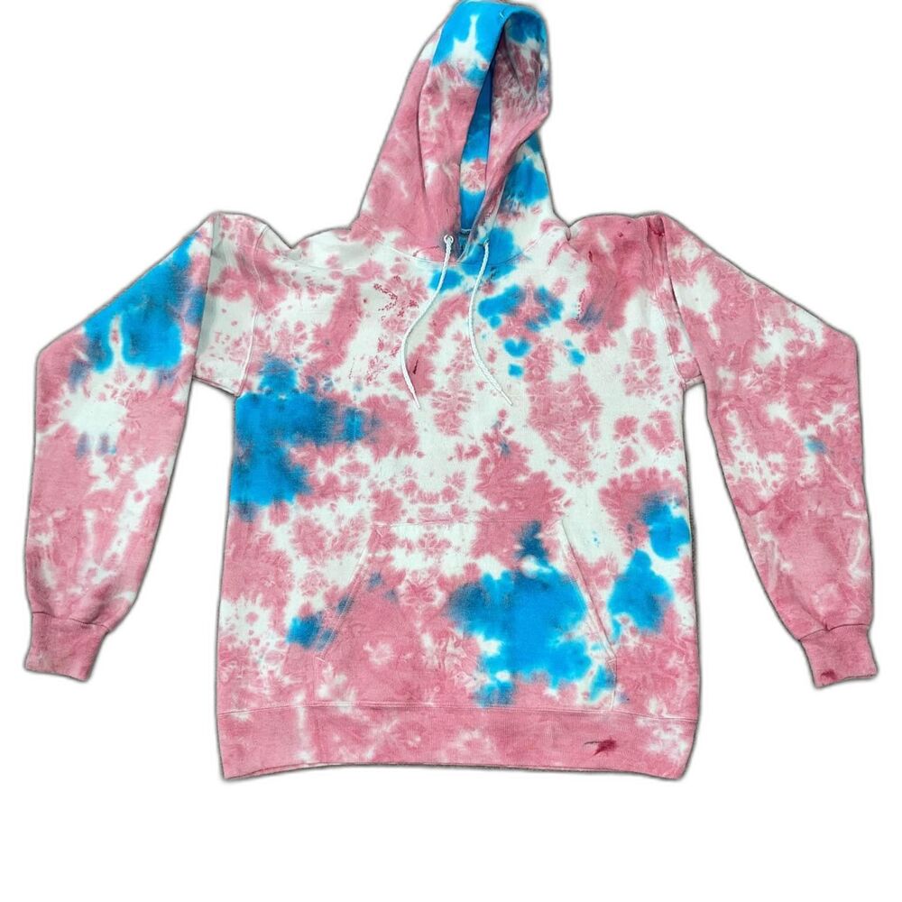 S - Pink and Blue Tie Dye Sweatshirt Hoodie